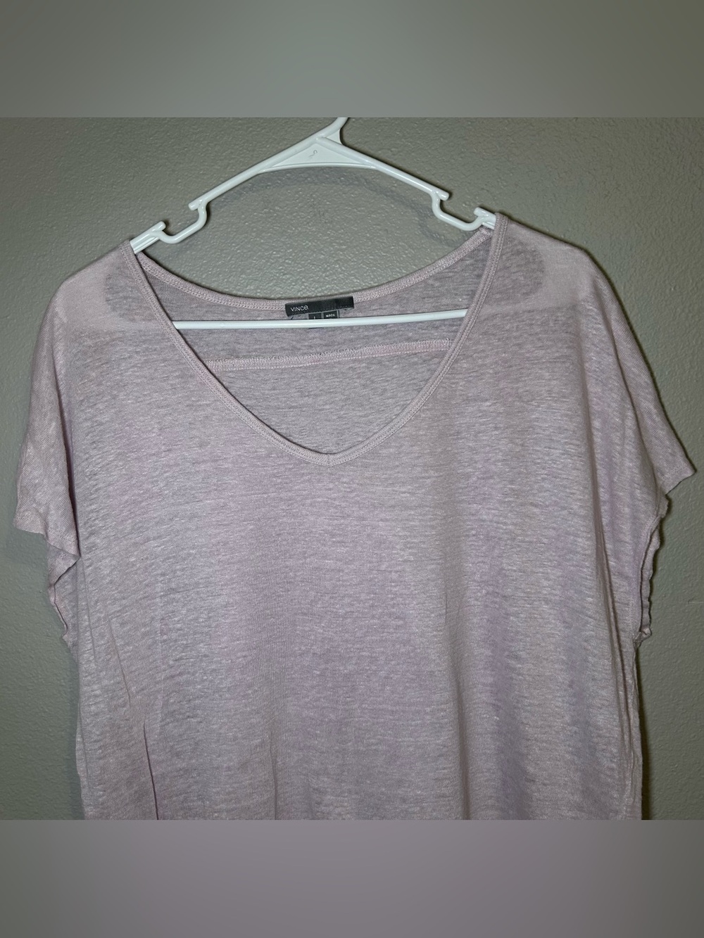 Vince 100% Linen Boxy V Neck Short Sleeve Blouse Top Women’s Size Large - Picture 2 of 8